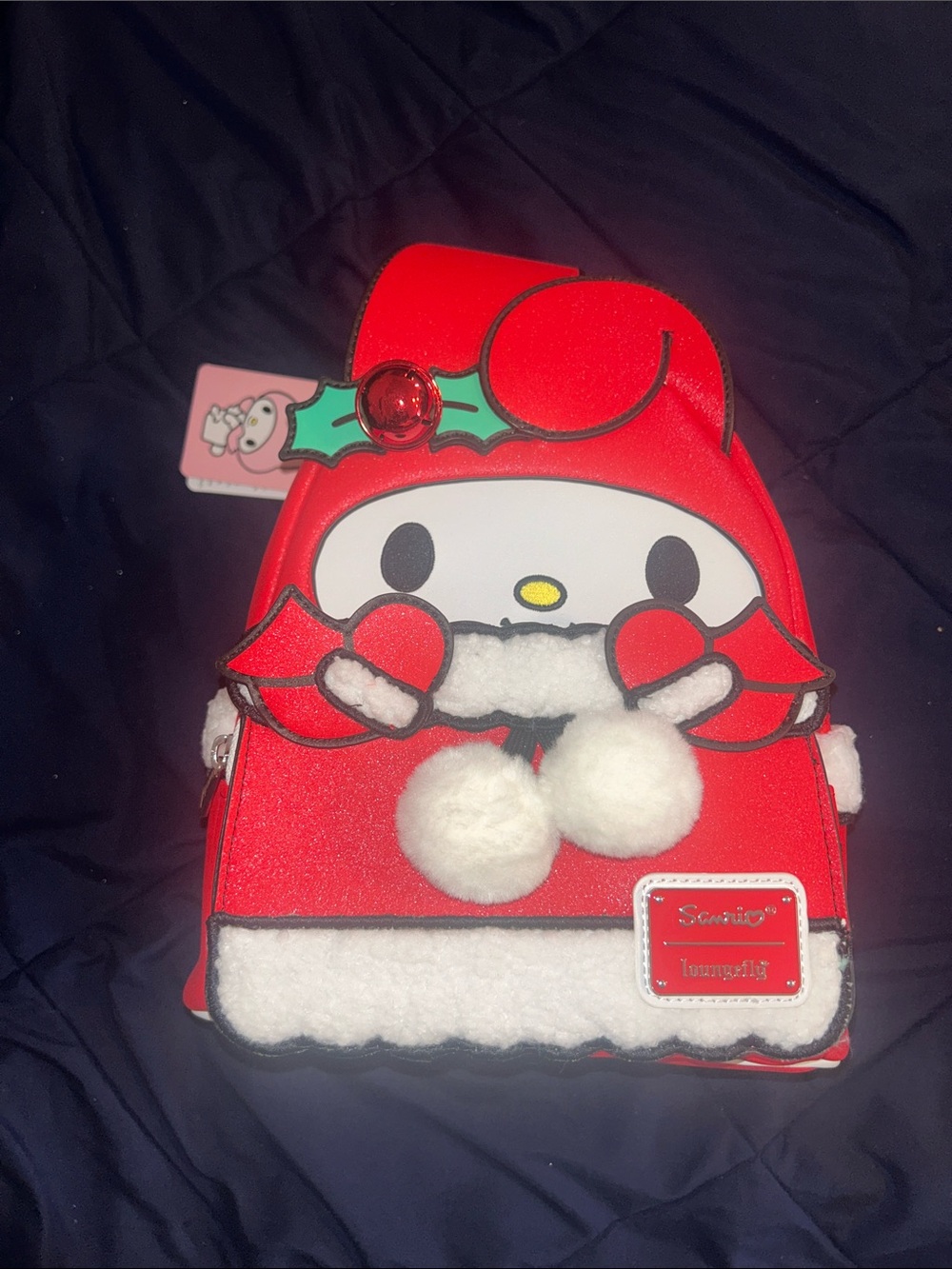 Sanrio My Melody Red and White Holiday Loungefly Bag—with jingle bell!